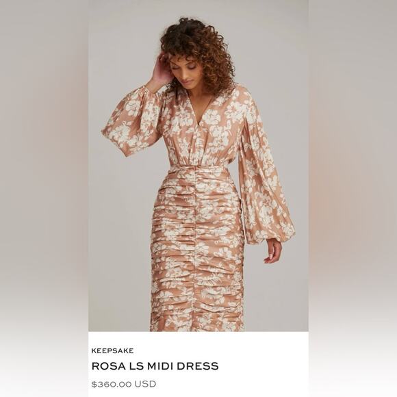 NWT Keepsake The Label Rosa Long Ballon Sleeve Floral Midi Dress Size 8 (AUS 12) - Picture 3 of 13